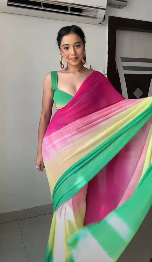 1 MIN READY TO WEAR ALIA BHATT SAREE IN IMPORTED GEORGETTE WITH HEAVY BLOUSE