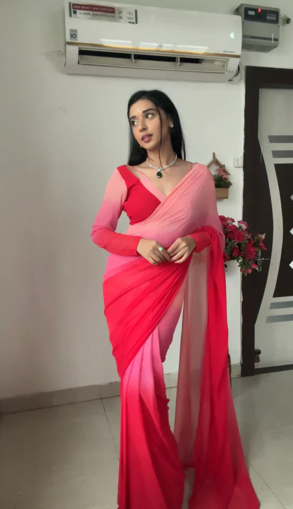 1 MIN READY TO WEAR  SAREE IN IMPORTED FABRIC WITH HEAVY BLOUSE