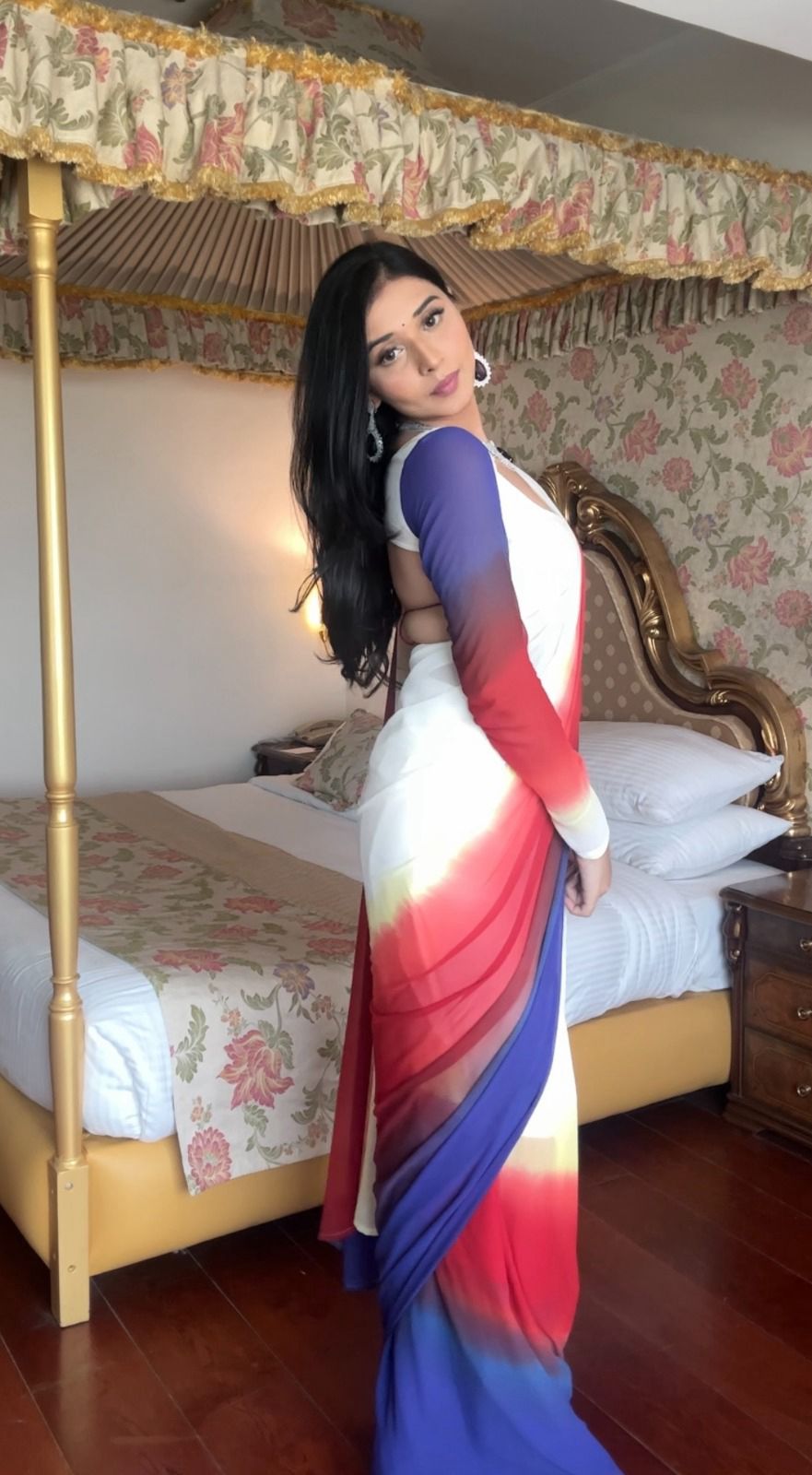 1 MIN READY TO WEAR  SAREE IN IMPORTED GEORGETTE WITH HEAVY BLOUSE