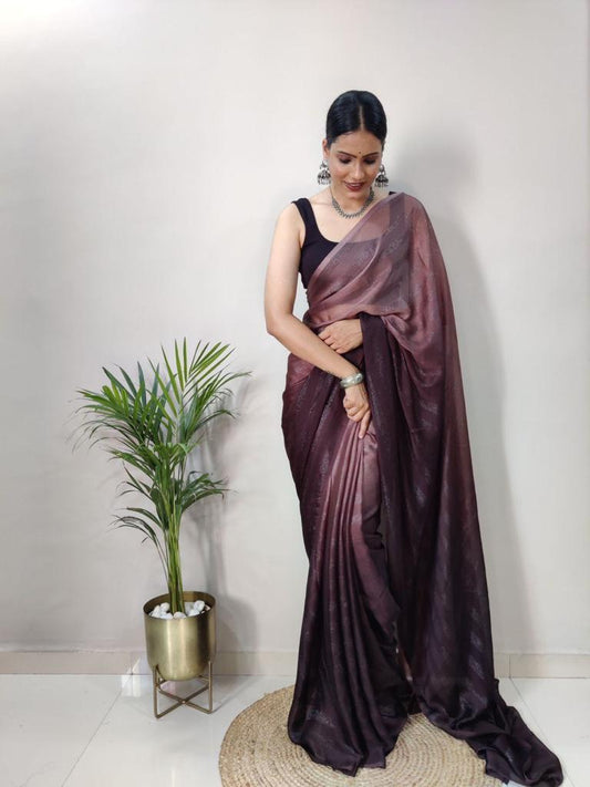1-MIN READY TO WEAR GEORGETTE SAREE WITH UNSTITCH BLOUSE.
