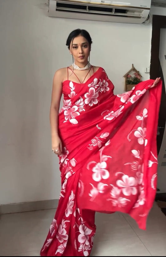 1 MIN READY TO WEAR  SAREE IN SOFT GEORGETTE SILK WITH BLOUSE