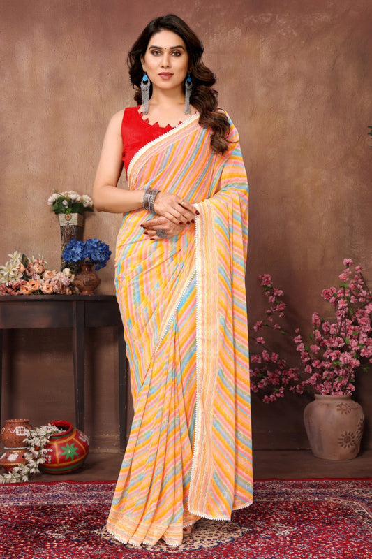 1-MIN READY TO WEAR SAREE IN HEAVY GEORGETTE WITH BANGLORI BLOUSE