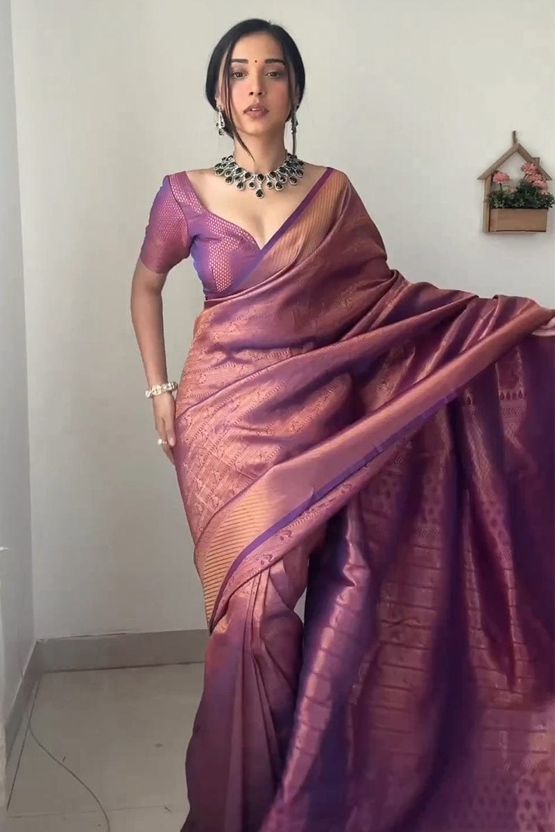 1 MIN READY TO WEAR  SAREE IN KANJIVARAM SILK SAREE WITH BLOUSE