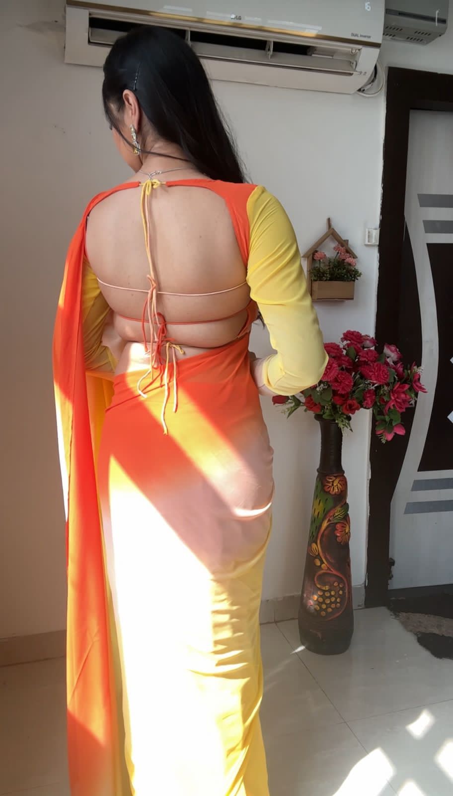 1 MIN READY TO WEAR  SAREE IN IMPORTED GEORGETTE WITH HEAVY BLOUSE