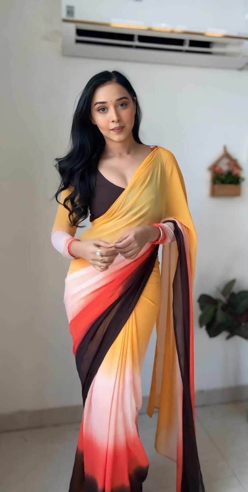 1 MIN READY TO WEAR  SAREE IN PURE SOFT GEORGETTE WITH  BLOUSE