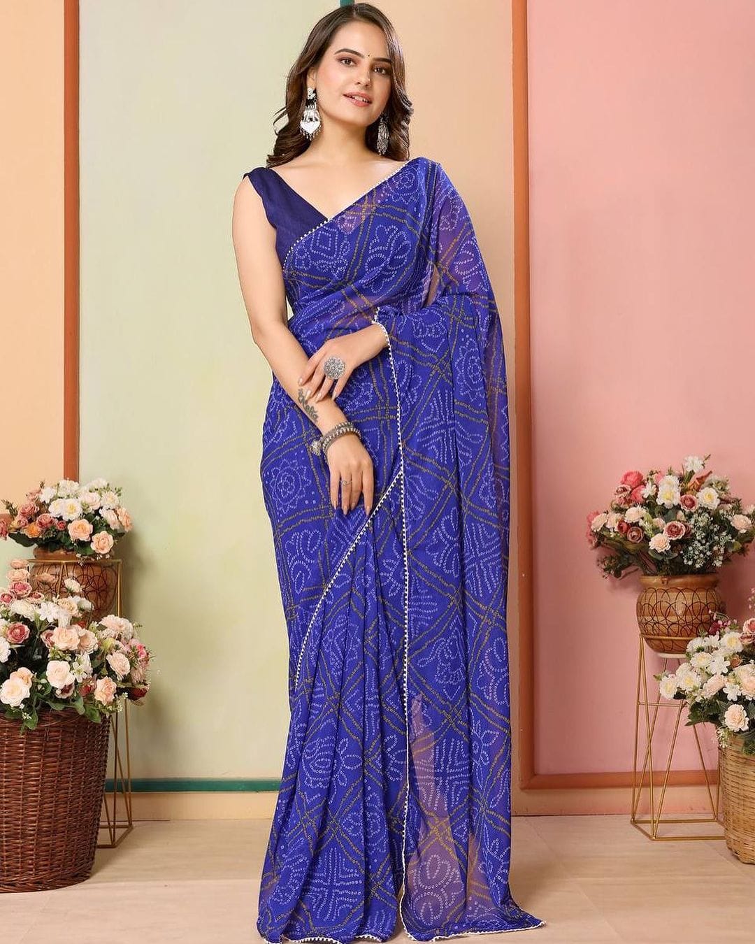 1 MIN READY TO WEAR  SAREE IN PURE SOFT GEORGETTE WITH BLOUSE