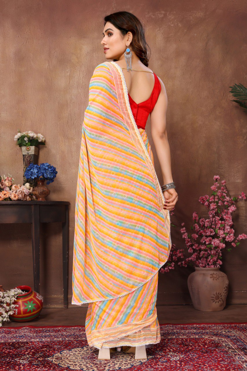 1-MIN READY TO WEAR SAREE IN HEAVY GEORGETTE WITH BANGLORI BLOUSE