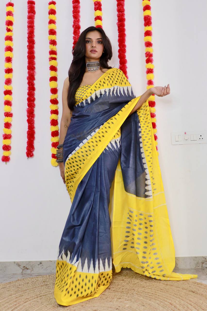 1-MIN READY TO WEAR PREMIUM MULMUL COTTON SAREE