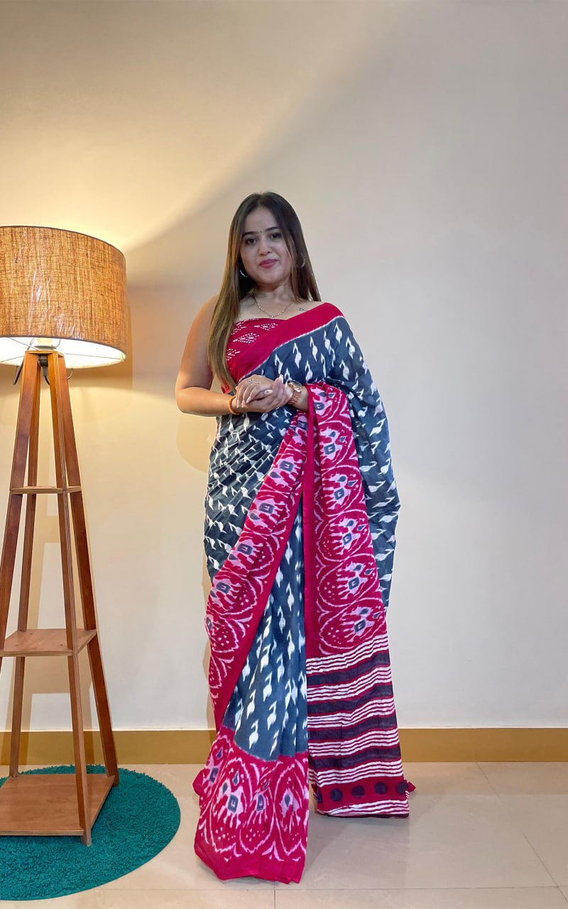 1-MIN READY TO WEAR PREMIUM MULMUL COTTON SAREE