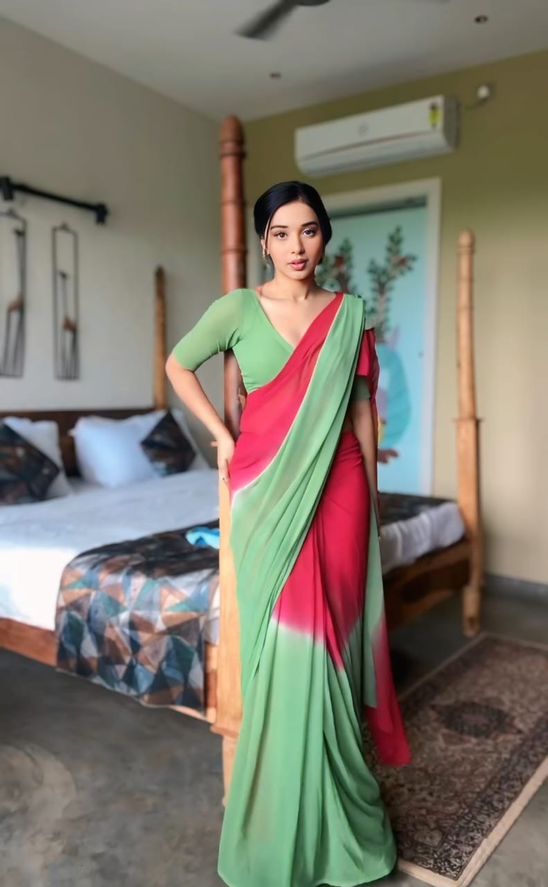 1 MIN READY TO WEAR  SAREE IN IMPORTED GEORGETTE WITH  BLOUSE