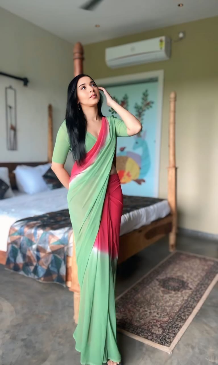 1 MIN READY TO WEAR  SAREE IN IMPORTED GEORGETTE WITH  BLOUSE